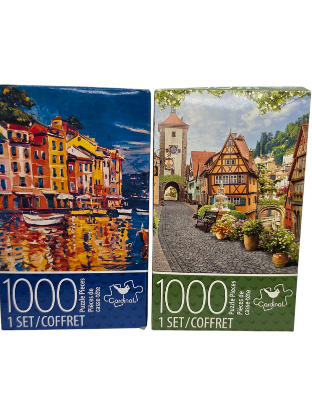 Lot of 2 1000 Piece Puzzles by Cardinal Italian View and Boats in Harbor NEW